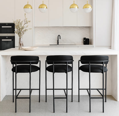 Allegra Velvet Bar Stool - Black