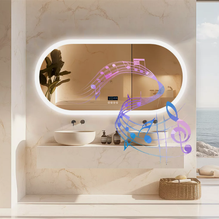 60 x 120cm Oval LED Bathroom Mirror - Bluetooth – LED illuminated bathroom mirror by Interior Ave