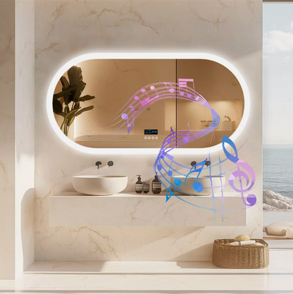 60 x 120cm Oval LED Bathroom Mirror - Bluetooth – LED illuminated bathroom mirror by Interior Ave