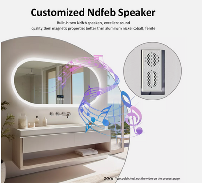 50 x 80cm Oval LED Bathroom Mirror - Bluetooth