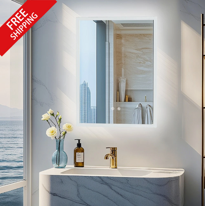 50 x 60cm Rectangle Frameless LED Bathroom Mirror – LED illuminated bathroom mirror by Interior Ave