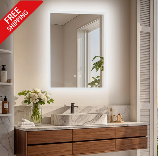 60 x 80cm Rectangle Frameless LED Bathroom Mirror – LED illuminated bathroom mirror by Interior Ave