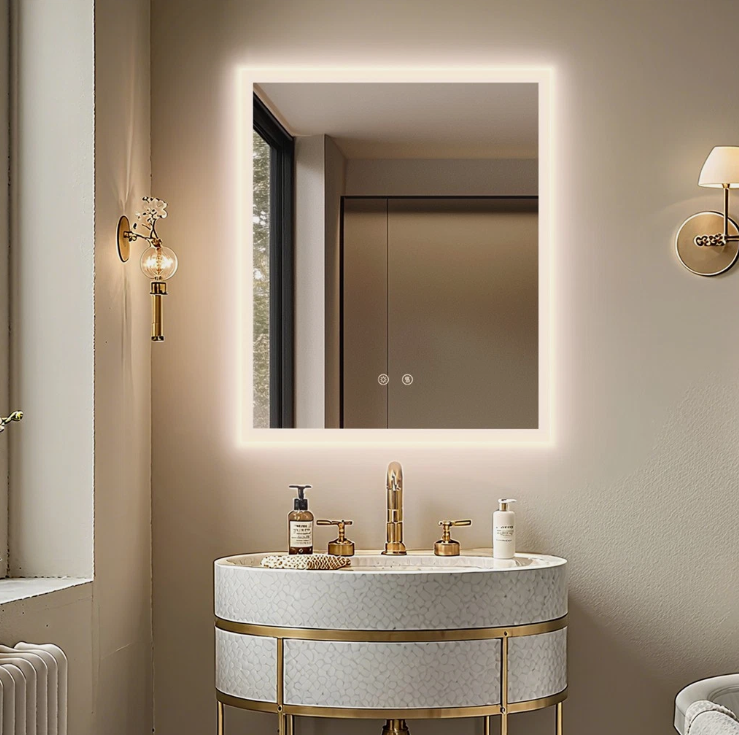 50 x 60cm Rectangle Frameless LED Bathroom Mirror – LED illuminated bathroom mirror by Interior Ave