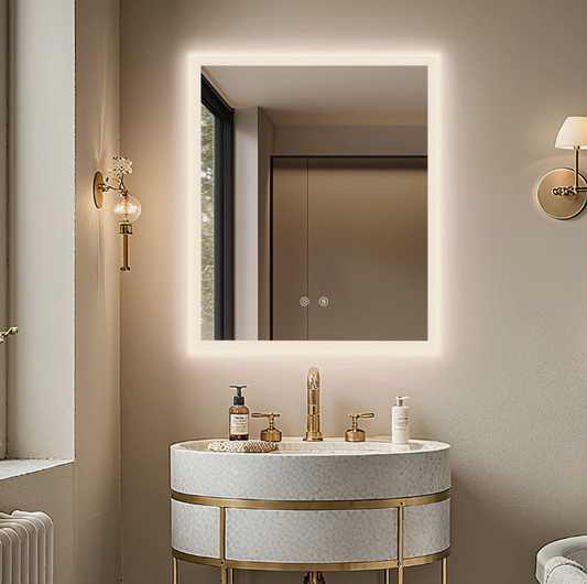 50 x 60cm Rectangle Frameless LED Bathroom Mirror – LED illuminated bathroom mirror by Interior Ave
