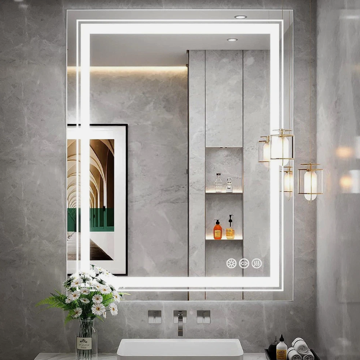 50 x 70cm Rectangle Frameless LED Bathroom Mirror