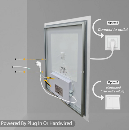 50 x 60cm Rectangle LED Bathroom Mirror