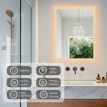 60 x 80cm Rectangle Frameless LED Bathroom Mirror – LED illuminated bathroom mirror by Interior Ave