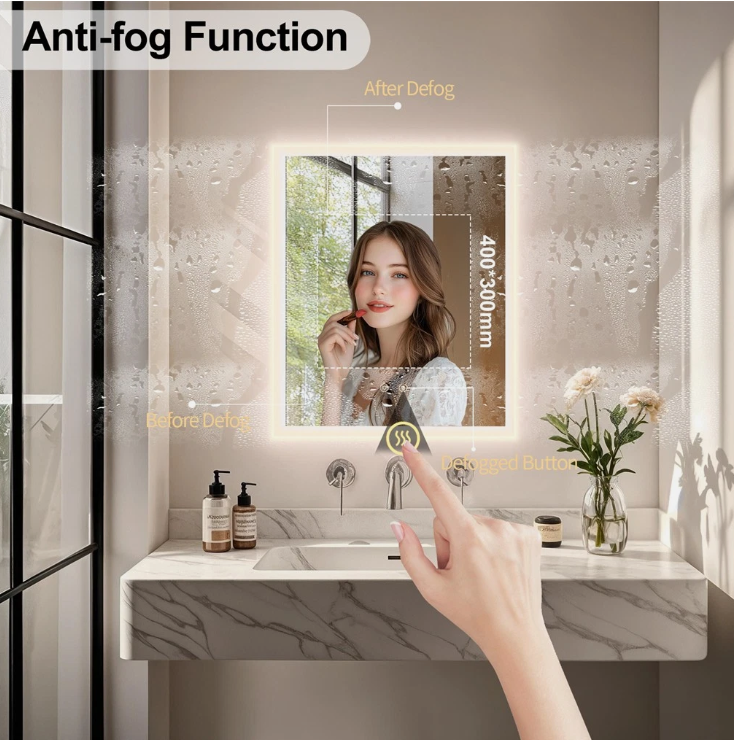 60 x 80cm Rectangle Frameless LED Bathroom Mirror – LED illuminated bathroom mirror by Interior Ave