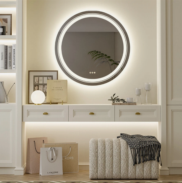90cm Round Frameless LED Bathroom Mirror – LED illuminated bathroom mirror by Interior Ave