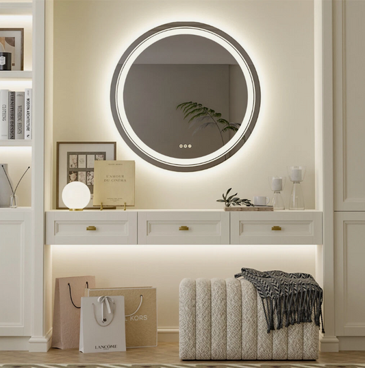 90cm Round Frameless LED Bathroom Mirror – LED illuminated bathroom mirror by Interior Ave