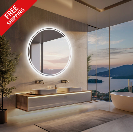 80cm Round Frameless LED Bathroom Mirror – LED illuminated bathroom mirror by Interior Ave