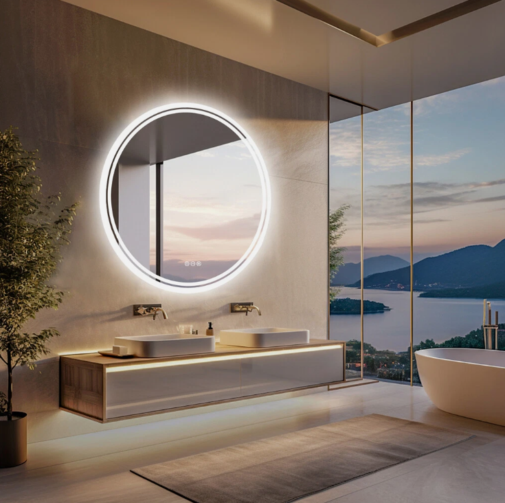 80cm Round Frameless LED Bathroom Mirror – LED illuminated bathroom mirror by Interior Ave