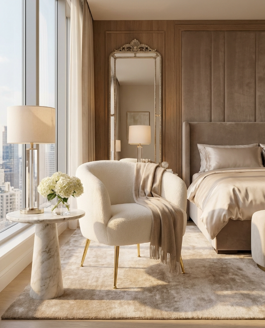 Isla Boucle Accent Chair - White – luxury accent chair by Interior Ave