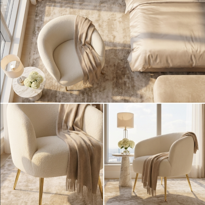 Isla Boucle Accent Chair - White – luxury accent chair by Interior Ave