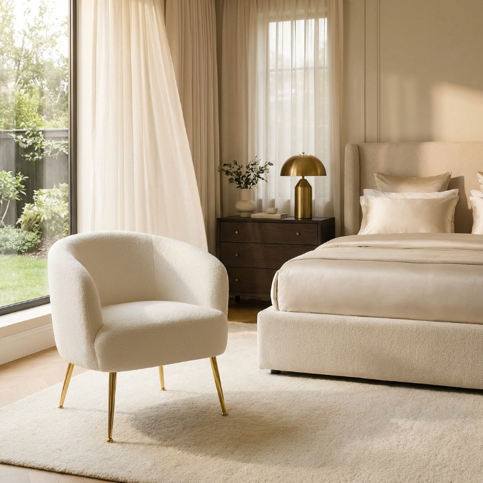 Isla Boucle Accent Chair - White – luxury accent chair by Interior Ave