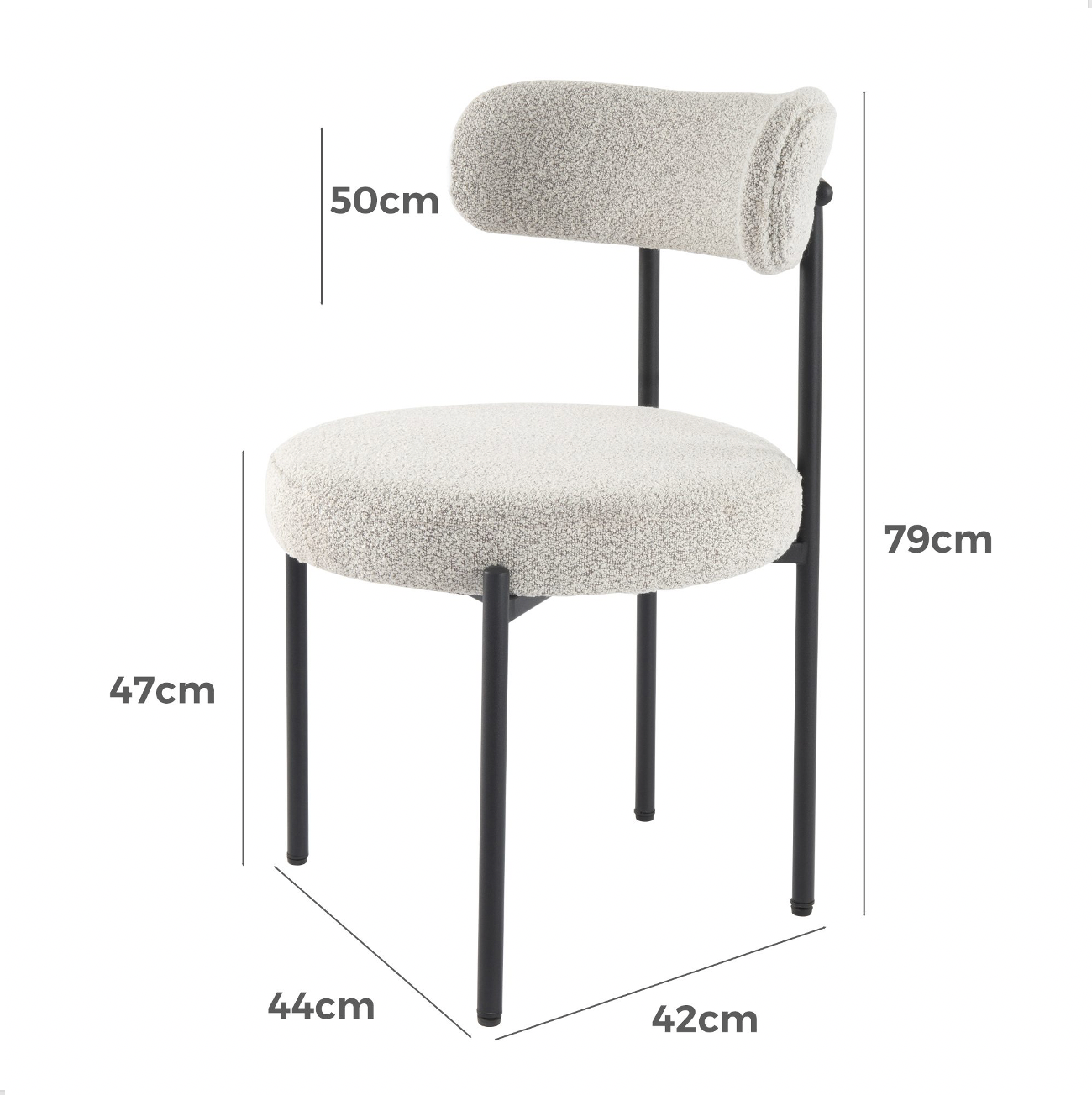 Ivy Boucle Dining Chair Grey - Furniture Hire