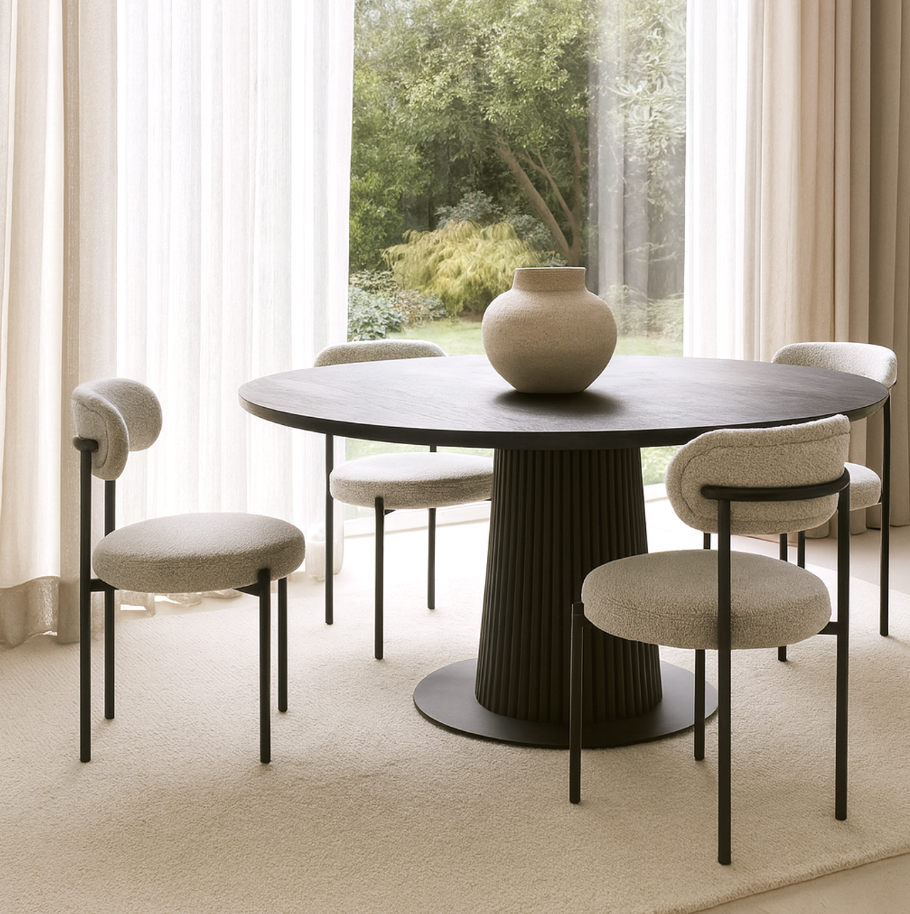 Ivy Boucle Dining Chair Grey - Furniture Hire