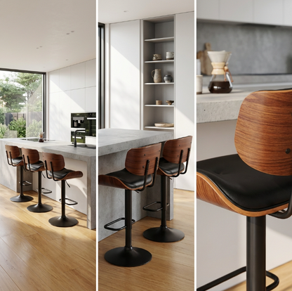 Jasper Walnut Kitchen Bar Stool - Black - Set of Two – modern bar stool by Interior Ave
