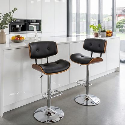 Jasper Walnut Kitchen Bar Stool - Black - Set of Two – modern bar stool by Interior Ave