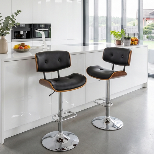 Jasper Walnut Kitchen Bar Stool - Black - Set of Two – modern bar stool by Interior Ave