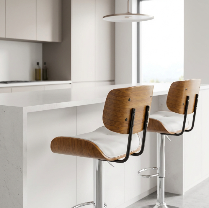 Jasper Walnut Bar Stool - White - Set of Two – modern bar stool by Interior Ave