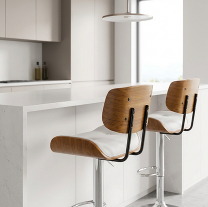 Jasper Walnut Bar Stool - White - Set of Two – modern bar stool by Interior Ave