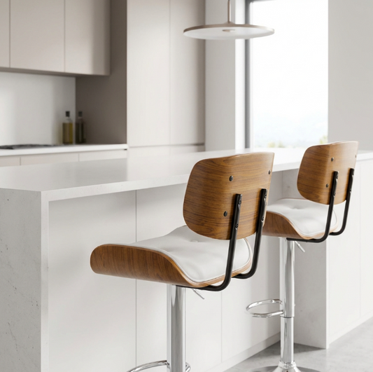 Jasper Walnut Bar Stool - White - Set of Two – modern bar stool by Interior Ave