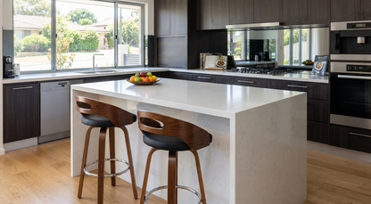 Kivo Bar Stool - Black & Walnut Wood - Set of Two – modern bar stool by Interior Ave