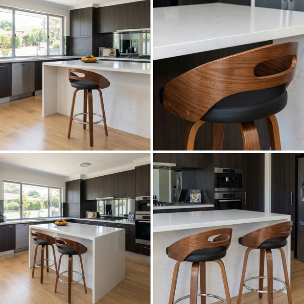 Kivo Bar Stool - Black & Walnut Wood - Set of Two – modern bar stool by Interior Ave