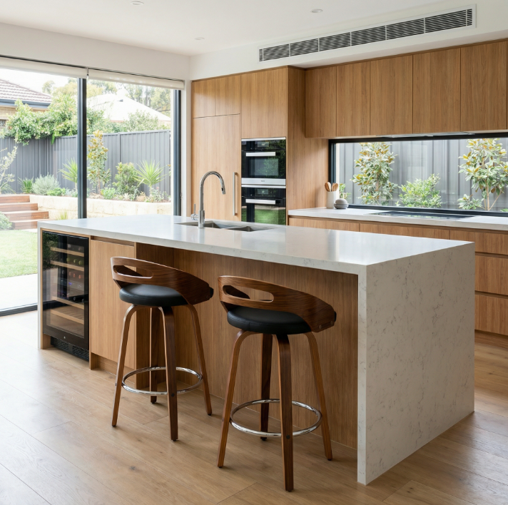 Kivo Bar Stool - Black & Walnut Wood - Set of Two – modern bar stool by Interior Ave