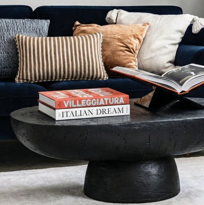 Korra Sculptural Black Stone Coffee Table