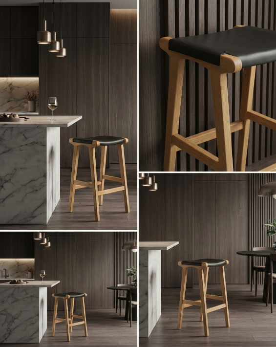 Lexington Oak Bar Stool - Black -premium furniture by Interior Ave
