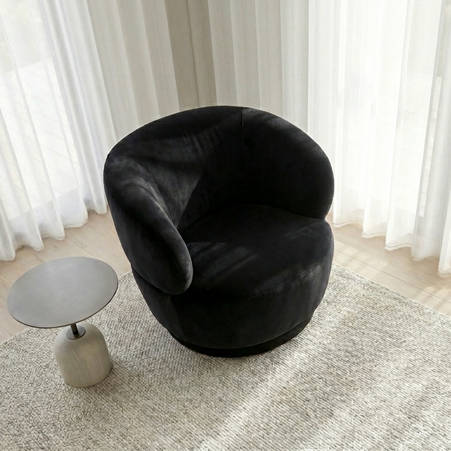 Luna Swivel Armchair - Black