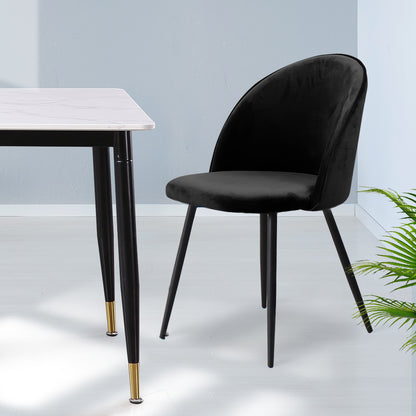 Que Velvet Dining Chairs - Black - Set of Two – luxury accent chair by Interior Ave