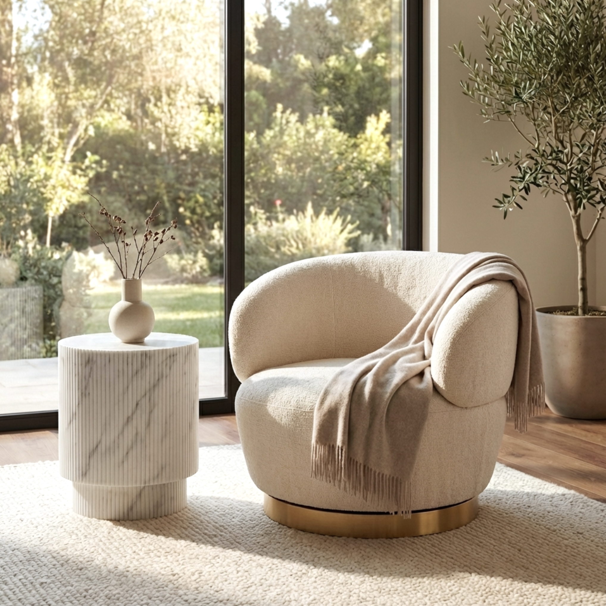 Luna Swivel Armchair - Vanilla Oat | Designer Accent Chair by Interior Ave