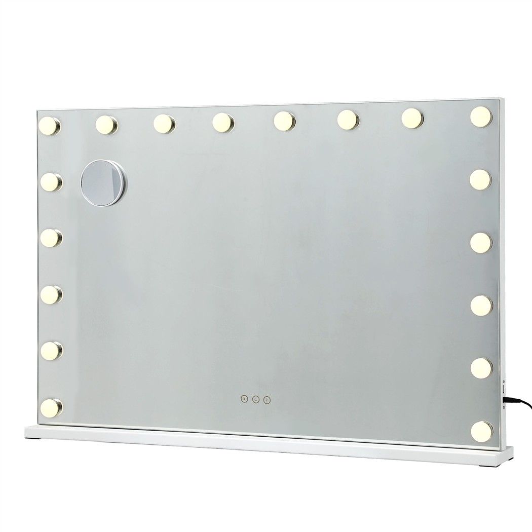 Hollywood Lux XL LED makeup mirror 90cm front-on product shot showing white frame and 18 LED bulbs