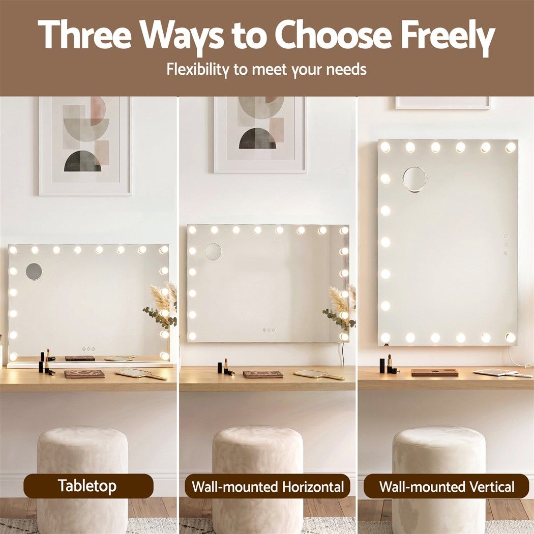 Hollywood Lux XL LED makeup mirror 90cm USB charging port detail on side panel