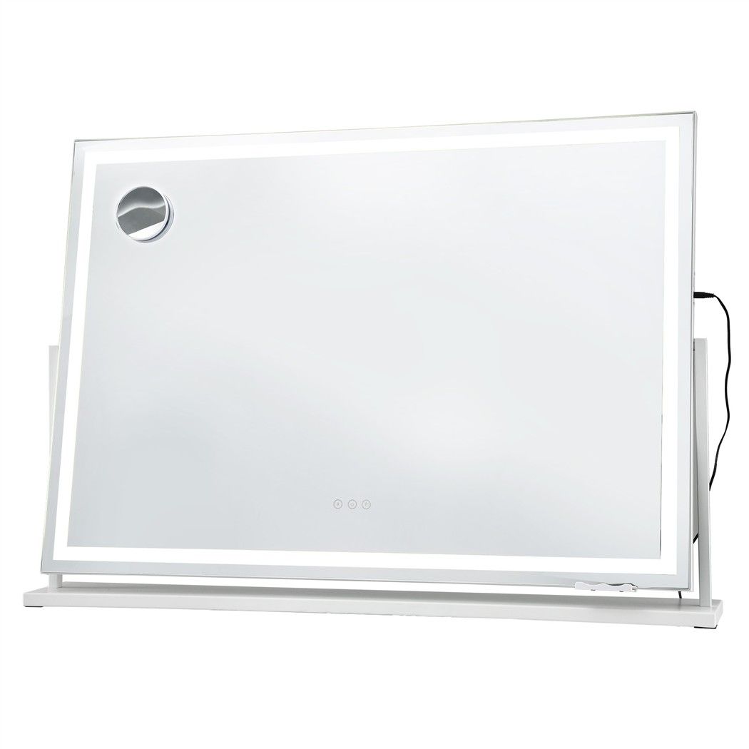 Makeup Pro XL LED vanity mirror 100cm, rectangular illuminated mirror with LED light strip, 360° swivel base and phone holder