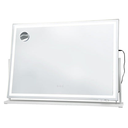 Makeup Pro XL LED vanity mirror 100cm, rectangular illuminated mirror with LED light strip, 360° swivel base and phone holder