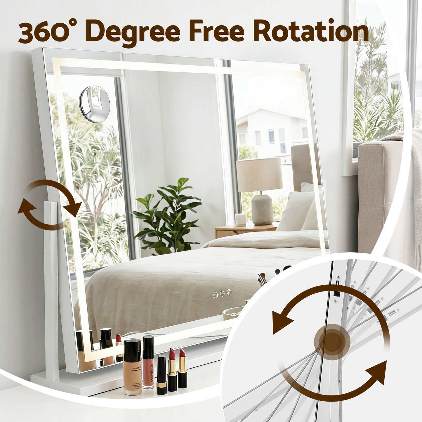 Makeup Pro XL LED vanity mirror 100cm colour temperature comparison showing warm, neutral and cool LED modes