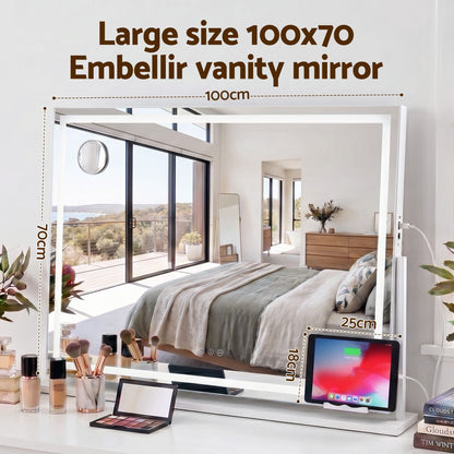 Makeup Pro XL LED vanity mirror 100cm wall-mount installation showing bracket and hardware