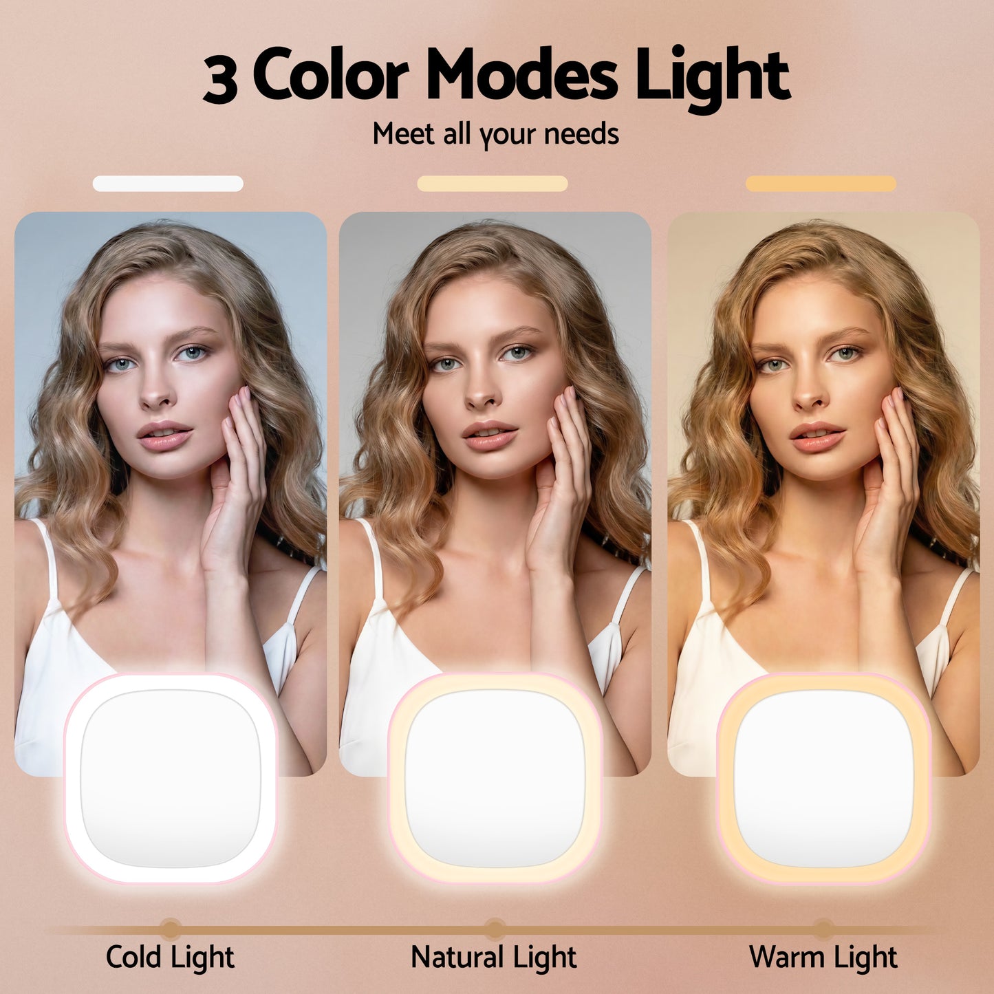 Aura LED Compact Mirror - Pink
