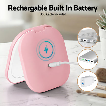 Aura LED Compact Mirror - Pink