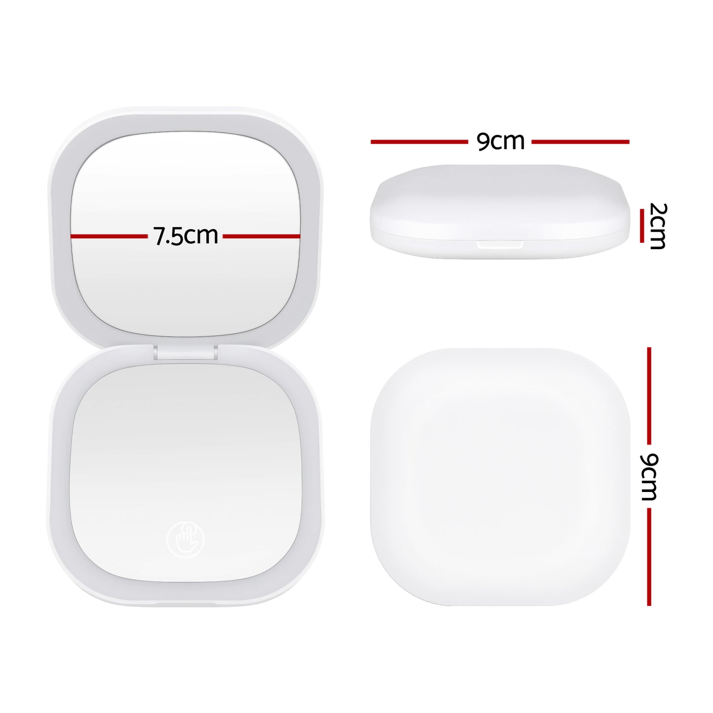 Aura LED Compact Mirror - White