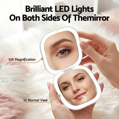 Aura LED Compact Mirror - White
