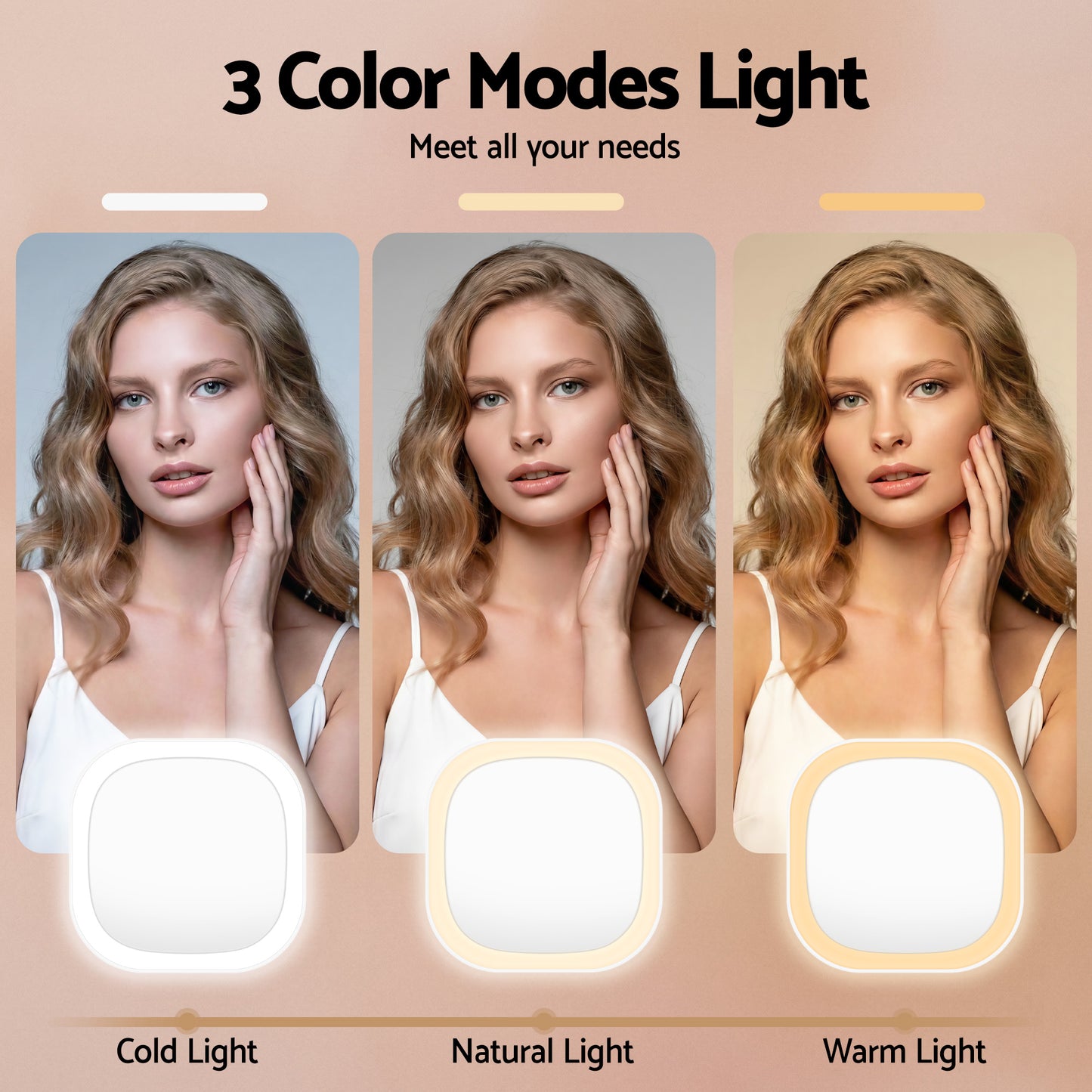 Aura LED Compact Mirror - White