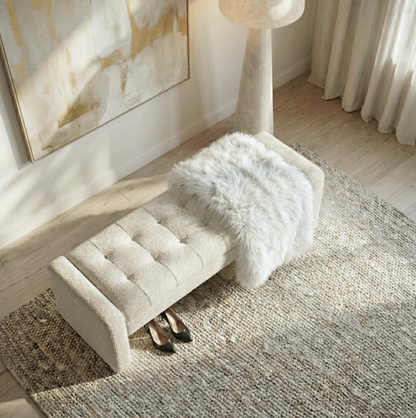 Milan Storage Bench - Vanilla Oat | Modern Bedroom Bench by Interior Ave