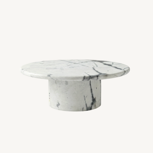 Nobu Round Sculptural Stone Coffee Table - Panda Marble Finish