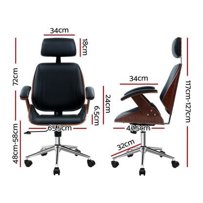 Ashby Executive Office Chair – Walnut Frame & Black Leather