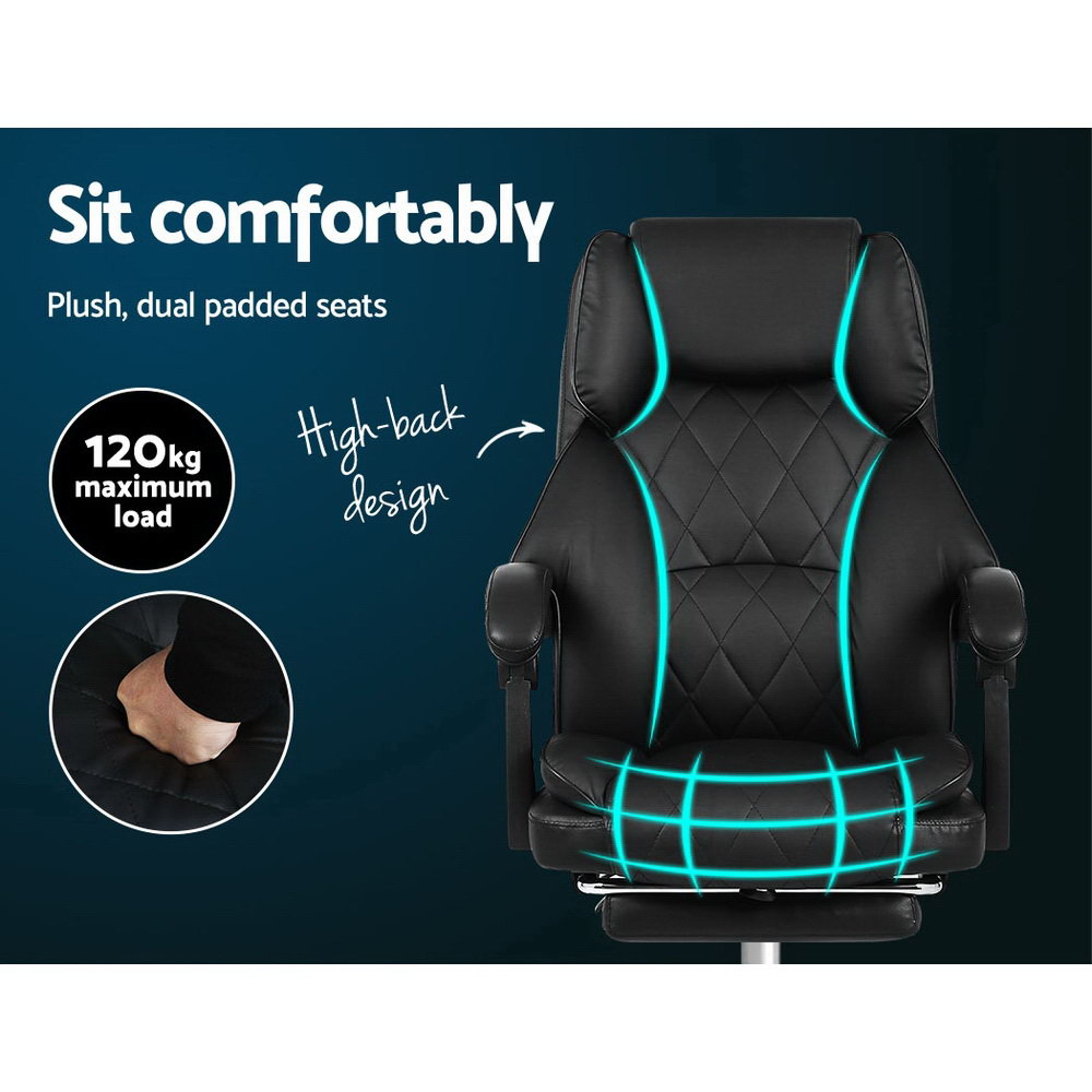 Ashford Reclining Office Chair with Footrest – Black